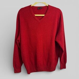 Possum down Uniquely NZ v neck red grandpa retro sweater size Large Merino wool